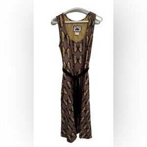 Effie's Heart Brown Maxi Dress with Yellow Butterfly Print